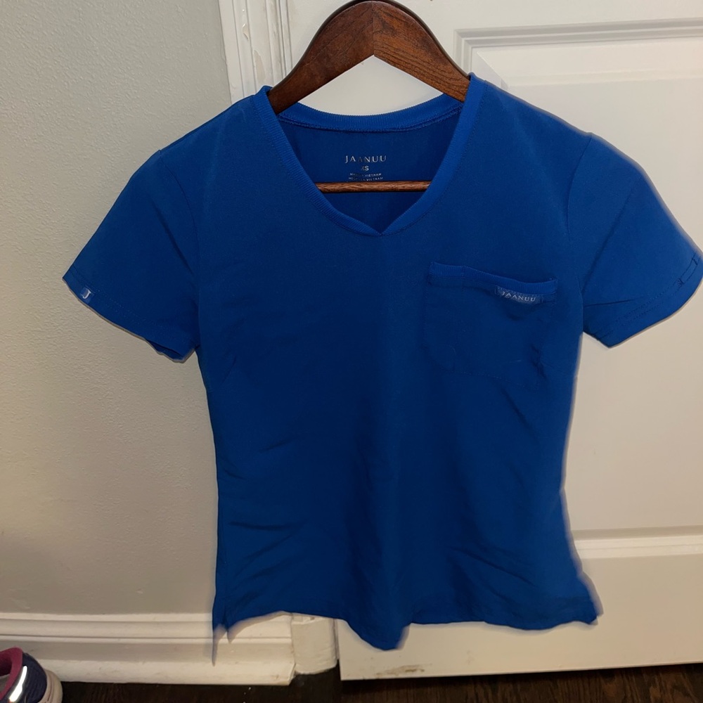 Jaanuu Women's Blue V-Neck Scrub Top